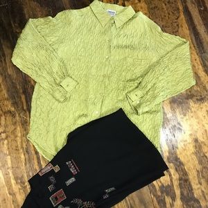 Chico’s Design lime green button down shirt